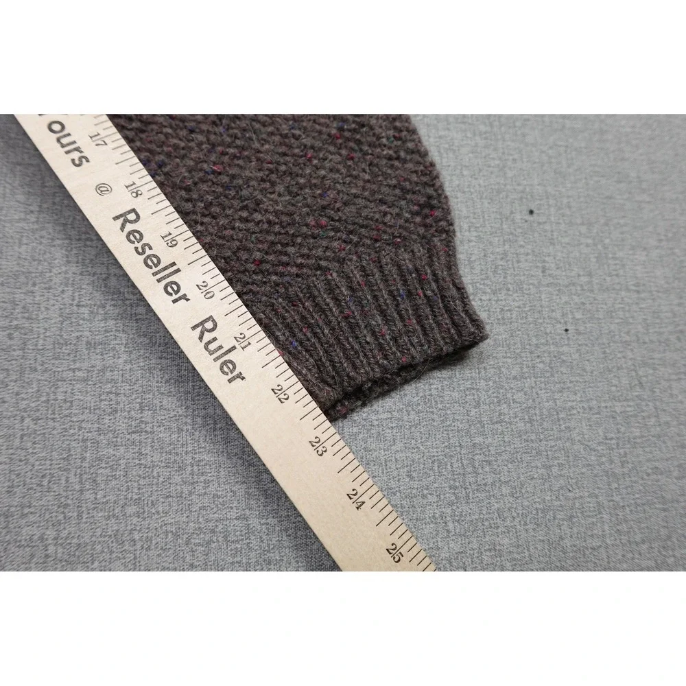 Vintage Orvis Sweater Mens Large Brown Wool Blend Quarter Waffle Heavyweight